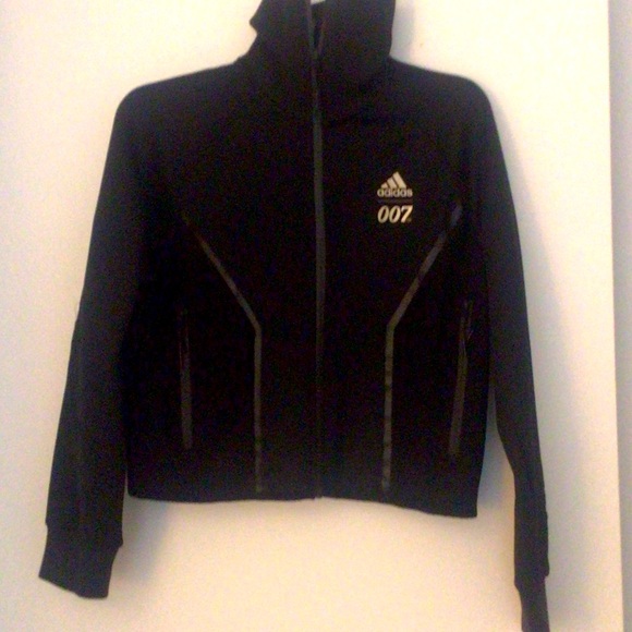 Adidas 007 Women's Black Bomber Jacket with Silver Details - Picture 1 of 8